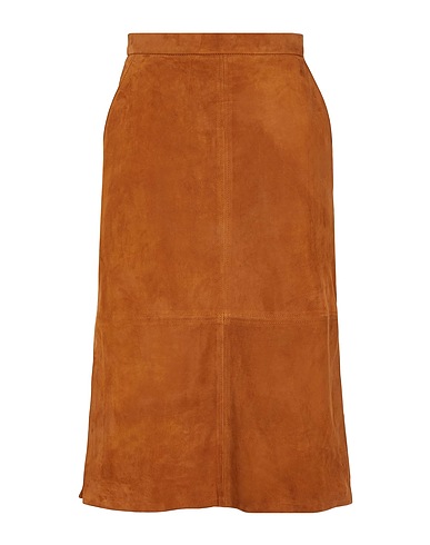 8 by YOOX Midi skirt SUEDE LEATHER SIDE-SLIT MIDI SKIRT
 Brown 100% Lambskin