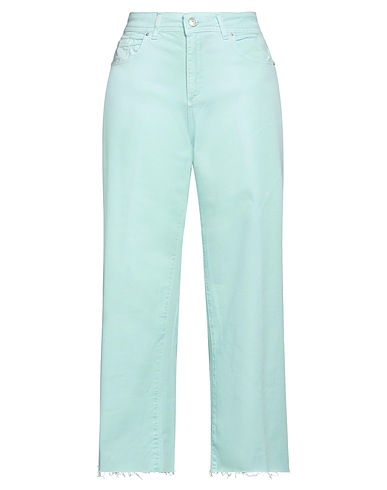 NOIR AND BLEU Denim trousers Turquoise 97% Cotton, 3% Elastane