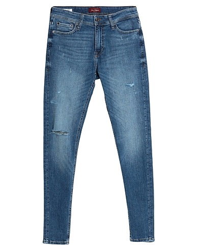 JACK & JONES Denim trousers Blue 84% Cotton, 15% Polyester, 1% Elastane