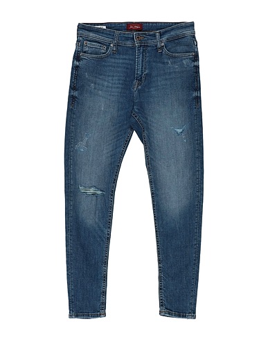 JACK & JONES Denim trousers Blue 84% Cotton, 15% Polyester, 1% Elastane