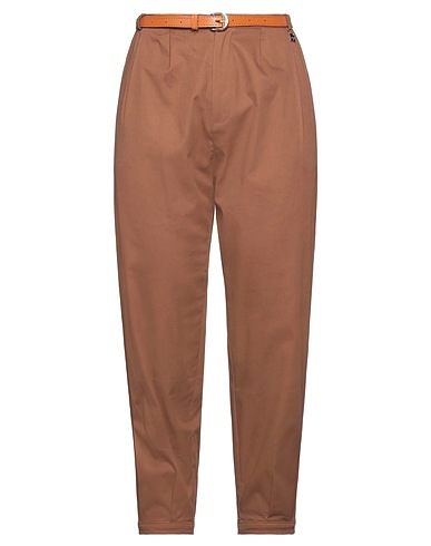 MDM MADEMOISELLE DU MONDE Casual trouser Brown 97% Cotton, 3% Elastane