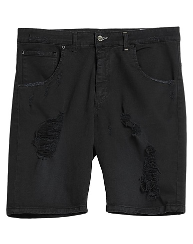 DISPLAJ Denim shorts Black 98% Cotton, 2% Elastane