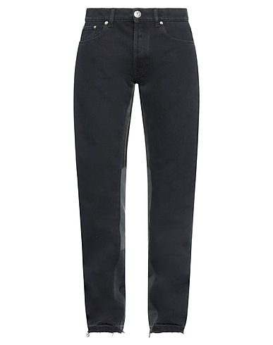 LANVIN Denim pants Black 100% Cotton, Calfskin