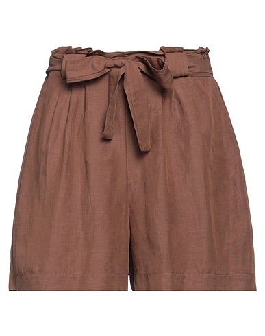 MDM MADEMOISELLE DU MONDE Shorts & Bermuda Marrone 62% Viscosa, 38% Lino
