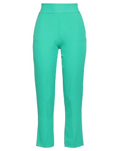 LA.LOLÌ Casual trouser Emerald green 95% Polyester, 5% Elastane
