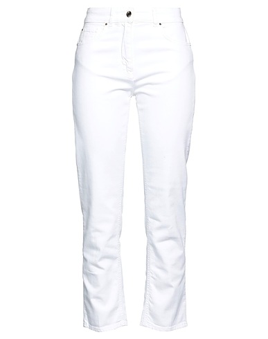 19.70 NINETEEN SEVENTY Denim trousers White 98% Cotton, 2% Elastane