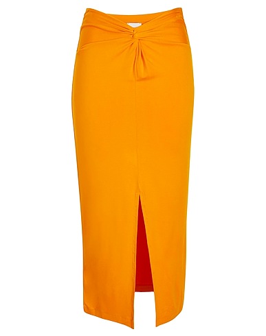 8 by YOOX Maxi Skirts JERSEY RUCHED MIDI SKIRT
 Orange 95% Viscose, 5% Elastane