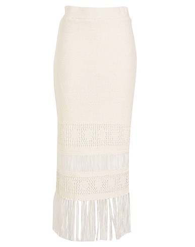 8 by YOOX Long skirt FRINGED MIDI SKIRT
 Off white 65% Acrylic, 35% Polyamide