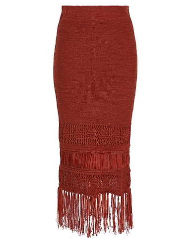 8 by YOOX Long skirt FRINGED MIDI SKIRT
 Rust 65% Acrylic, 35% Polyamide