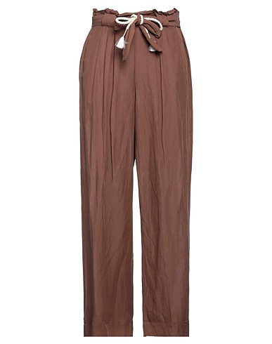 MDM MADEMOISELLE DU MONDE Casual trouser Brown 62% Viscose, 38% Linen