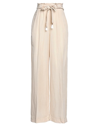 MDM MADEMOISELLE DU MONDE Pantalone Beige 62% Viscosa, 38% Lino