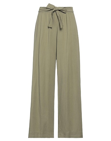 MDM MADEMOISELLE DU MONDE Pantalone Verde militare 80% Viscosa, 20% Lino