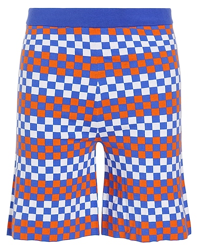 8 by YOOX Shorts & Bermuda ORGANIC COTTON CHECKED KNIT SHORTS
 Blue 100% Organic cotton
