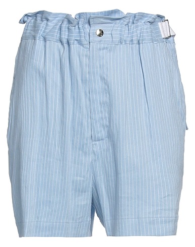 MERCI ITALIA Shorts & Bermuda Sky blue 59% Linen, 34% Rayon, 6% Cotton, 1% Elastane
