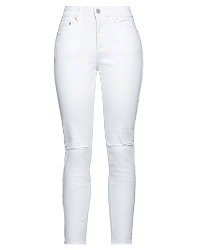 CAVALLI CLASS Denim trousers White 98% Cotton, 2% Elastane
