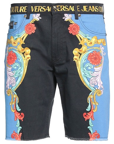 VERSACE JEANS COUTURE Denim shorts Black 97% Cotton, 3% Elastane