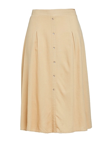 VERO MODA Gonna midi Sabbia 55% Viscosa EcoVero™, 45% Lino