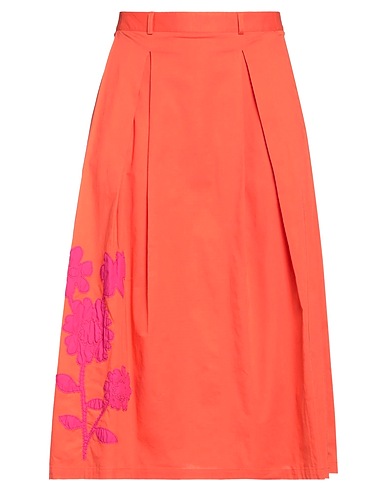 ROSÉ A POIS Midi skirt Orange 95% Cotton, 5% Elastane