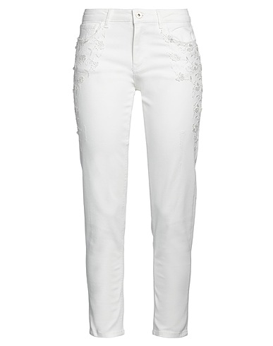TWINSET Denim pants White 97% Cotton, 3% Elastane