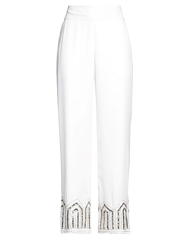 TRASH & LUXURY Casual trouser White 100% Polyester