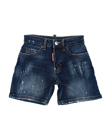 DSQUARED2 Denim shorts Blue 98% Cotton, 2% Elastane, Bovine leather