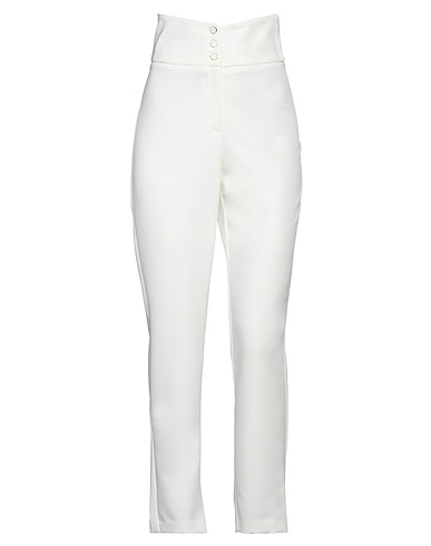 FRACOMINA Casual trouser Off white 89% Polyester, 11% Elastane