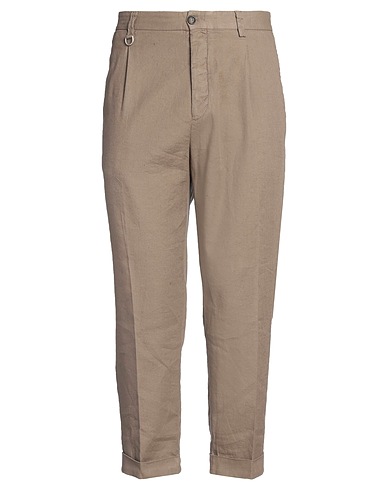 PAOLO PECORA Casual trouser Khaki 57% Linen, 41% Cotton, 2% Lastol XLA™