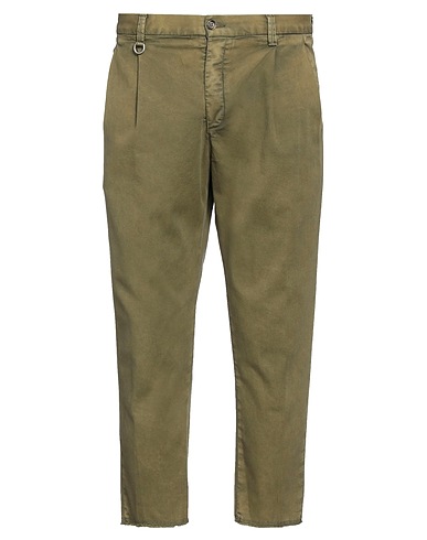 PAOLO PECORA Casual trouser Military green 98% Cotton, 2% Elastane
