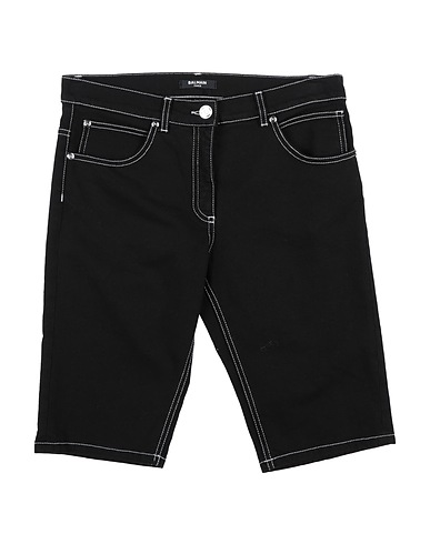 BALMAIN Shorts jeans Nero 97% Cotone, 3% Poliammide