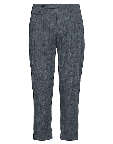 YAN SIMMON Casual trouser Blue 65% Cotton, 33% Linen, 2% Elastane