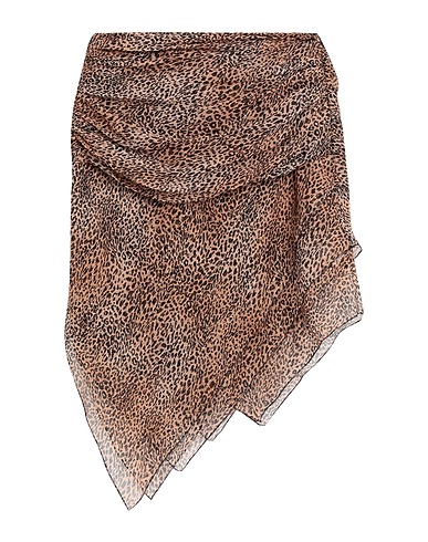 REDEMPTION Mini skirt Camel 97% Silk, 3% Metallic fiber