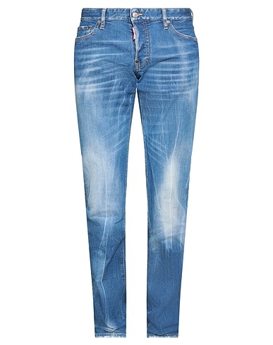 DSQUARED2 Denim trousers Blue 99% Cotton, 1% Elastane, Cow leather