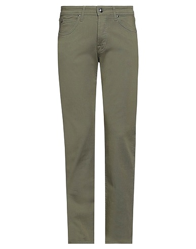 ROŸ ROGER'S Denim trousers Military green 98% Cotton, 2% Elastane