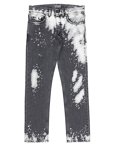 DIESEL BLACK GOLD Denim trousers Charcoal 100% Cotton, Cow leather