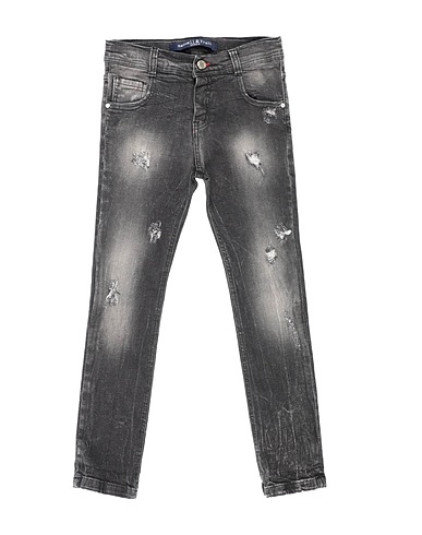 MANUELL & FRANK Denim pants Black 99% Cotton, 1% Elastane