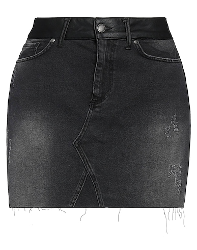 BRAND UNIQUE Denim skirt Black 49% Cotton, 25% Viscose, 25% Polyurethane, 1% Elastane