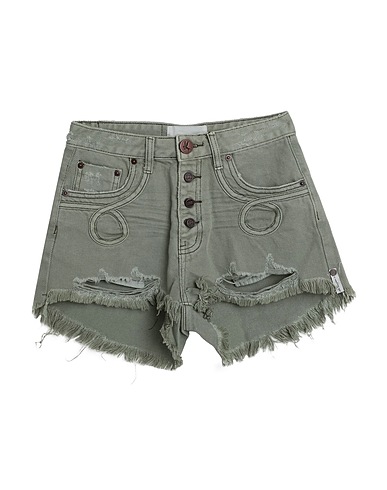 ONE TEASPOON Denim shorts Military green 100% Cotton