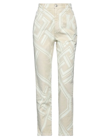 KOCHÉ Denim trousers Beige 98% Cotton, 2% Elastane, Polyester, Ovine leather