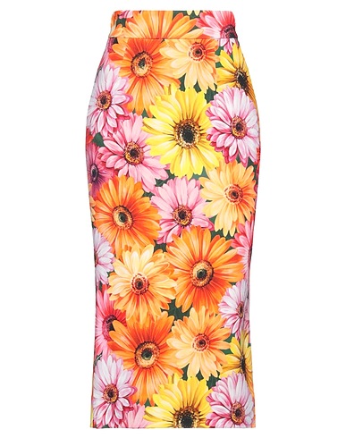 DOLCE&GABBANA Midi skirt Orange 98% Viscose, 2% Elastane