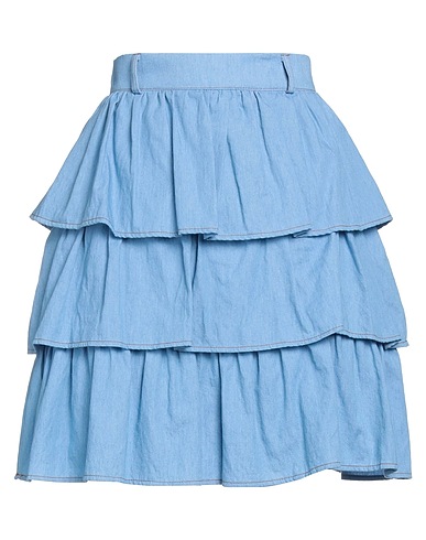 WHITE WISE Mini skirt Light blue 100% Cotton