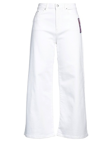 KARL LAGERFELD Denim trousers Ivory 99% Cotton, 1% Elastane
