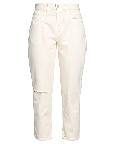 ICON DENIM Denim pants Ivory 100% Cotton