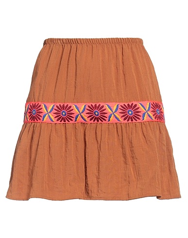 COTAZUR Mini skirt Brown 86% Viscose, 14% Nylon