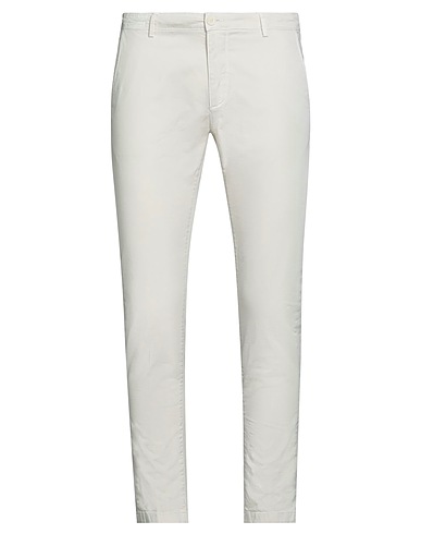 YAN SIMMON Casual trouser Ivory 97% Cotton, 3% Elastane