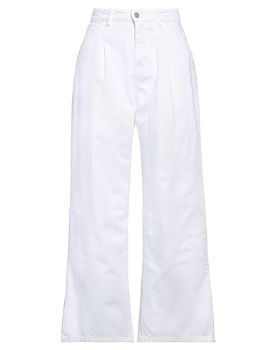 ICON DENIM Denim trousers White 100% Cotton