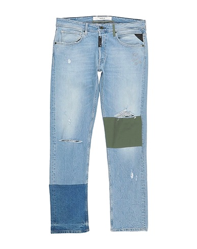 REPLAY Denim trousers Blue 80% Cotton, 10% Modal, 7% Lyocell, 2% Elastomultiester, 1% Elastane