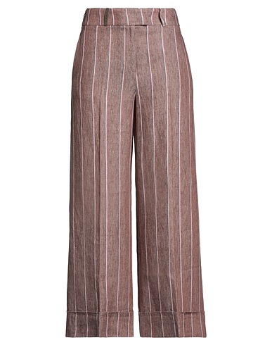 PESERICO 캐주얼 바지 브라운 100% 리넨