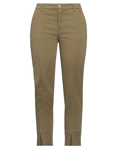 VIRNA DRÒ Pantalone Verde militare 98% Cotone, 2% Elastan