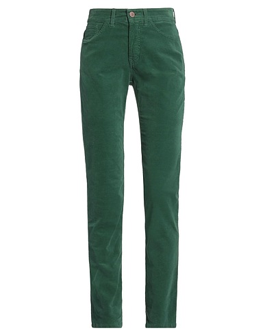 120% LINO Casual pants Green 97% Cotton, 3% Elastane