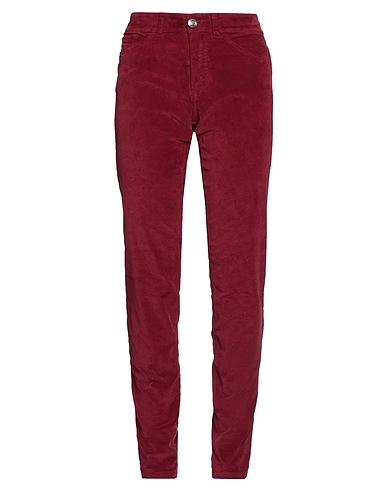 120% LINO Casual trouser Burgundy 97% Cotton, 3% Elastane